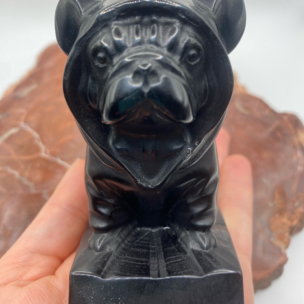 Obsidian Bulldog in a hoodie Figurine